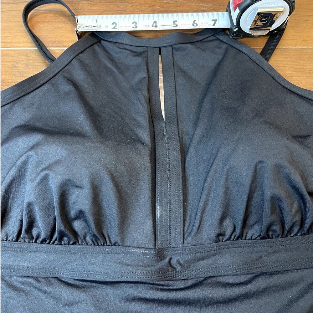 Lands' End Black Keyhole Tankini Swim Top Women Size 16 Padded Adjustable Straps - Picture 6 of 10